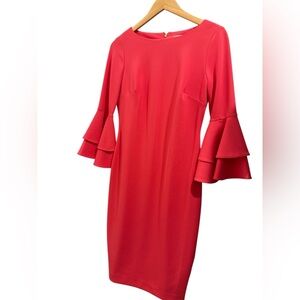Elegant Red Flare Sleeve Dress